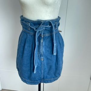 Wilfred denim tie waist mini skirt